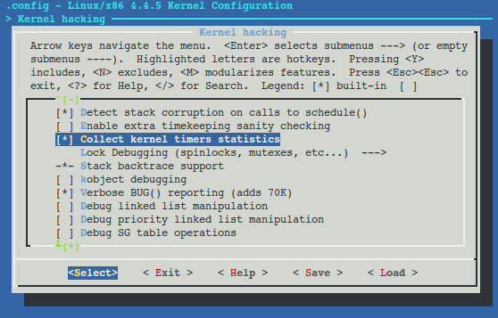 Kernel Configuration Screenshot for Kernel Timers
